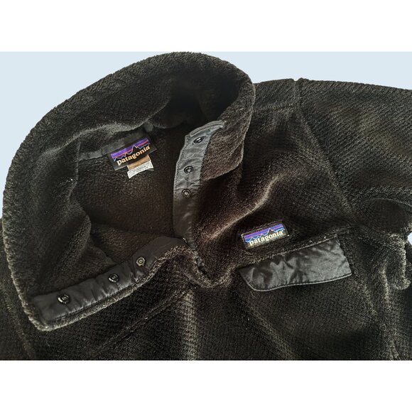 PATAGONIA Black 1/4 Snap Button Fleece Pullover Size Medium - Picture 5 of 7